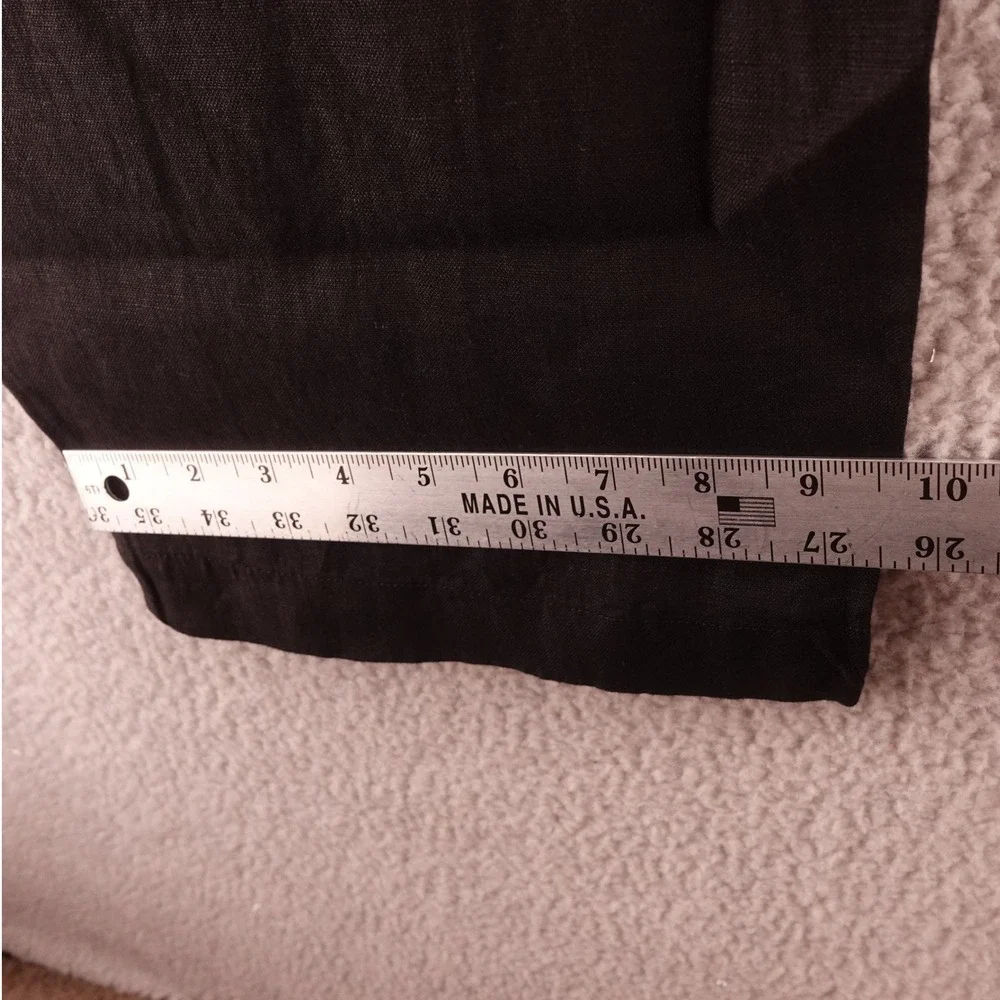 Quince Women XL Black 100% European Linen Wide Leg Crop Pants  Elastic Waist